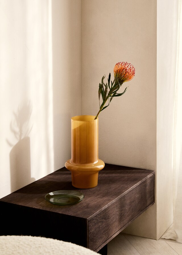 mango Jarrón vidrio cilíndrico