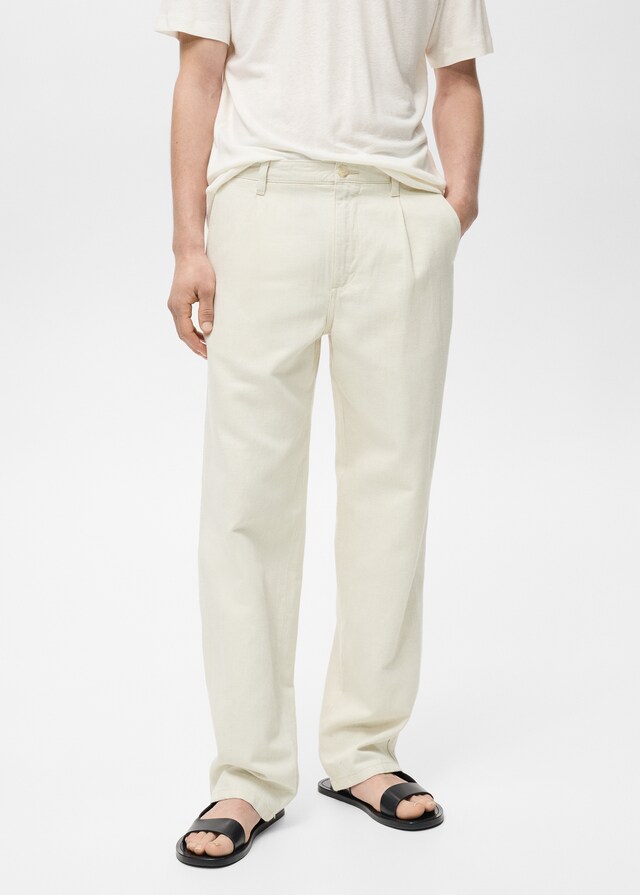 mango Jeans algodón lino pinzas regular fit