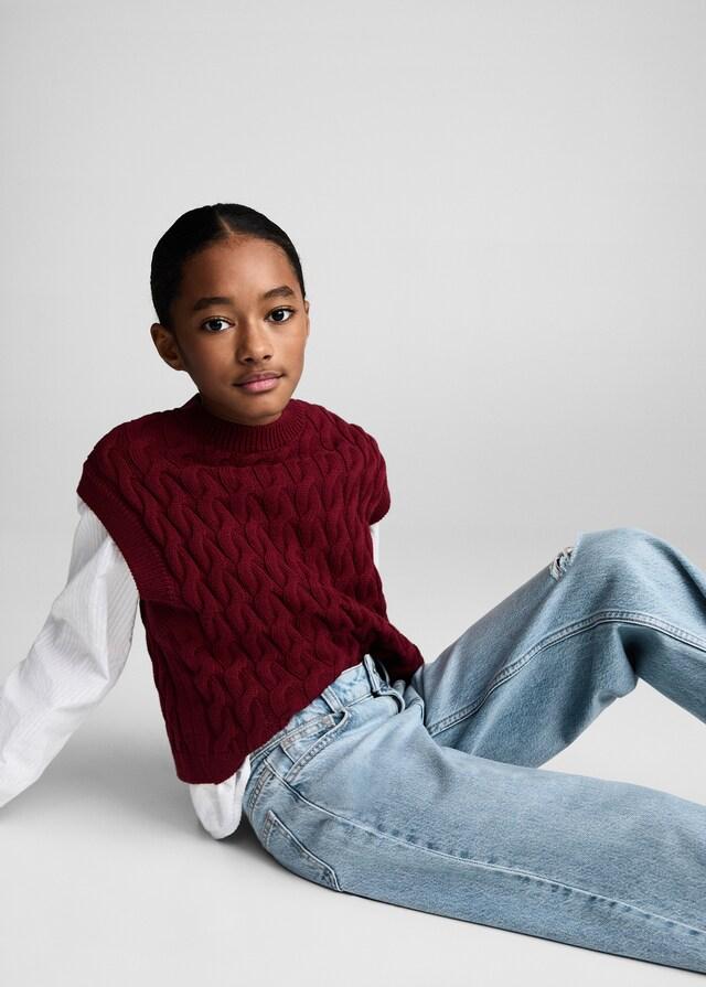 Mango Jeans Wideleg Bajo Deshilachado