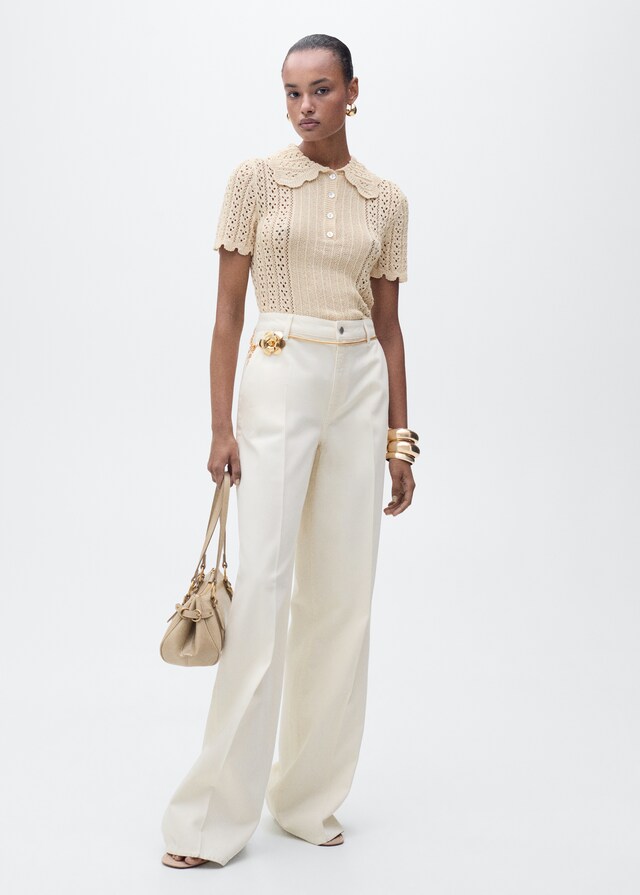 Mango Jersey Punto Calado Cuello Polo