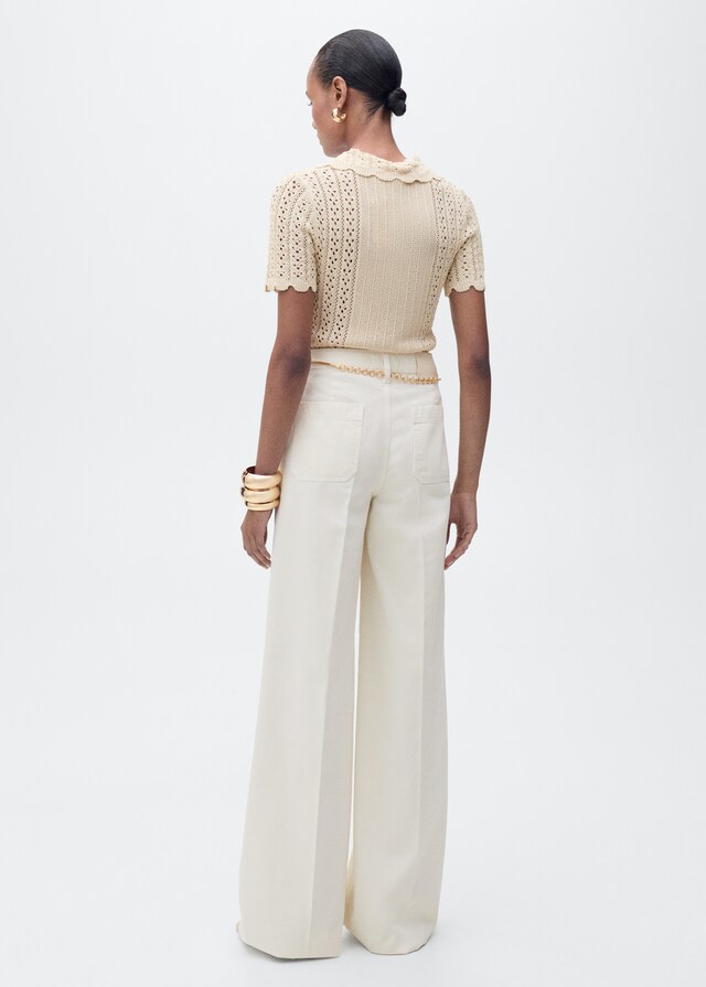 Mango Jersey Punto Calado Cuello Polo