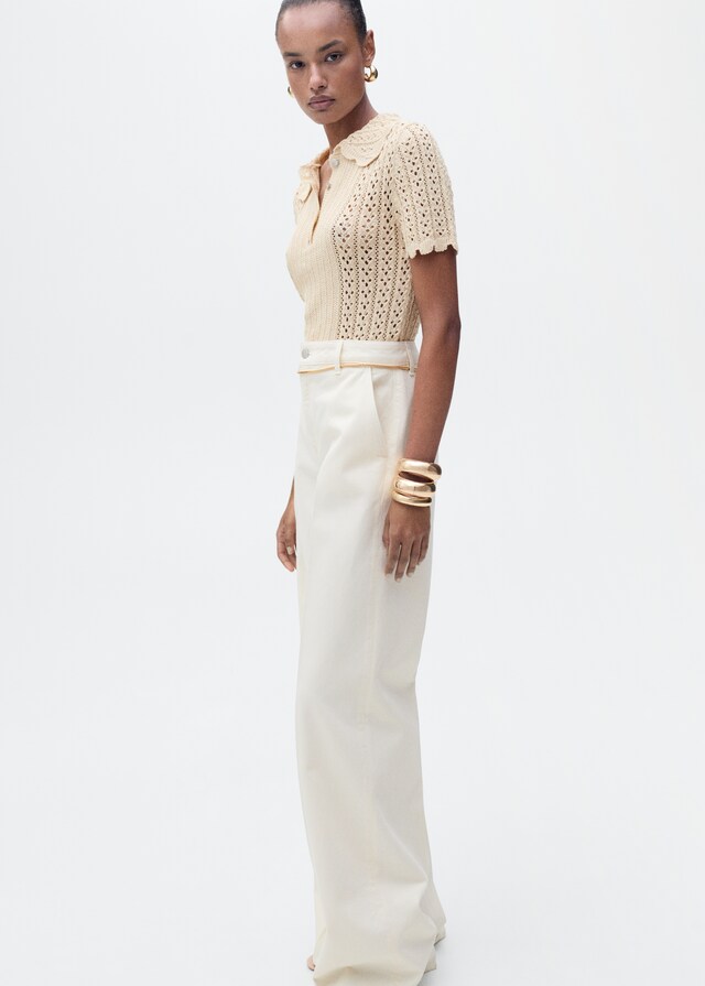 Mango Jersey Punto Calado Cuello Polo