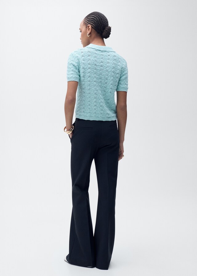 Mango Jersey Punto Calado Cuello Polo