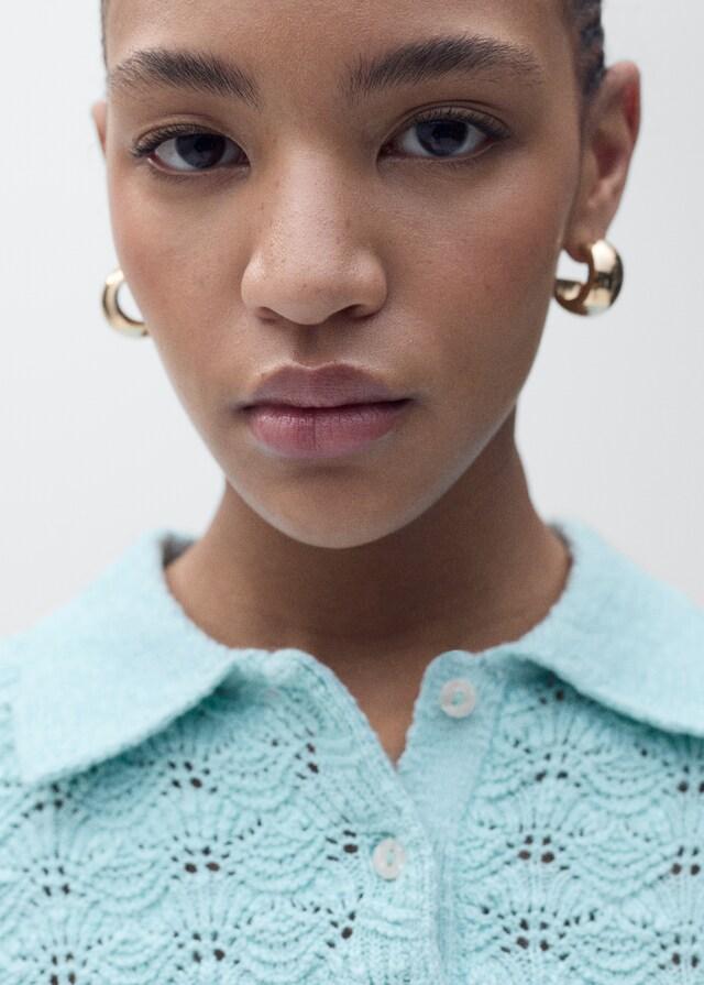 Mango Jersey Punto Calado Cuello Polo