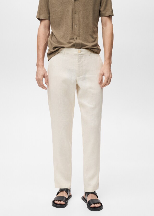 mango Pantalón 100% lino slim fit