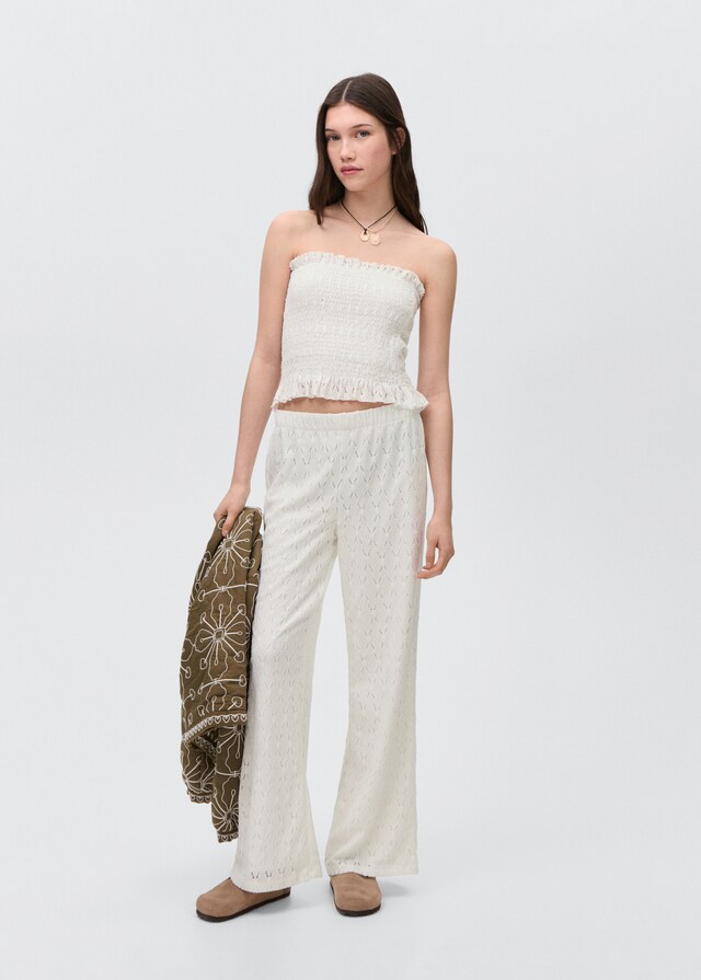 Mango Pantalón Bordado Suizo