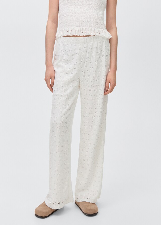 mango Pantalón bordado suizo