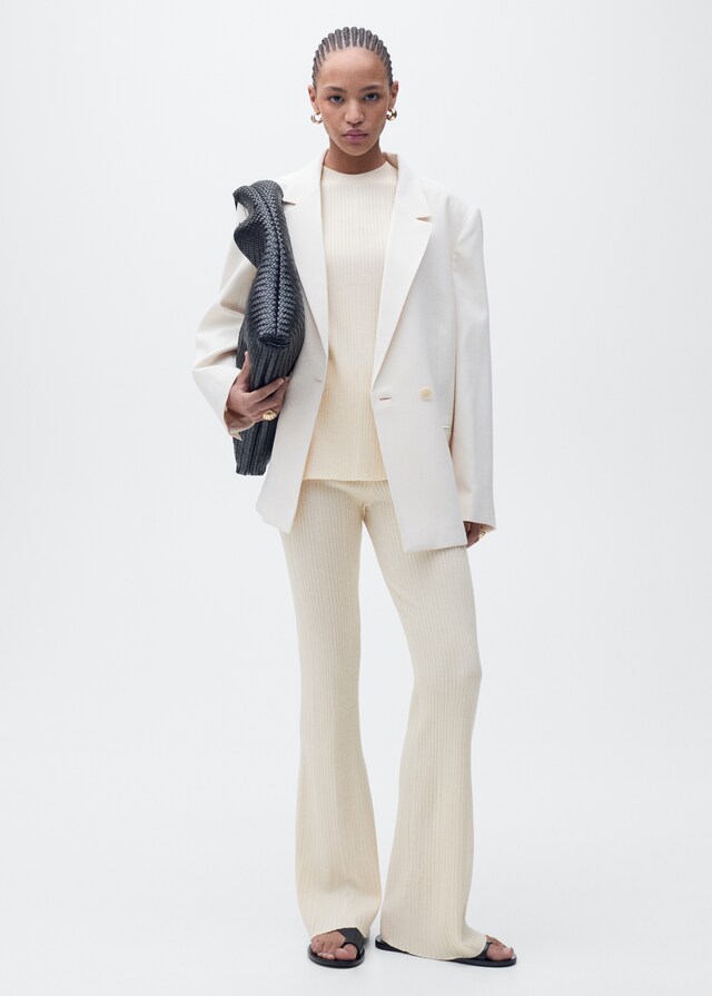 Mango Pantalón Flare Punto Canalé