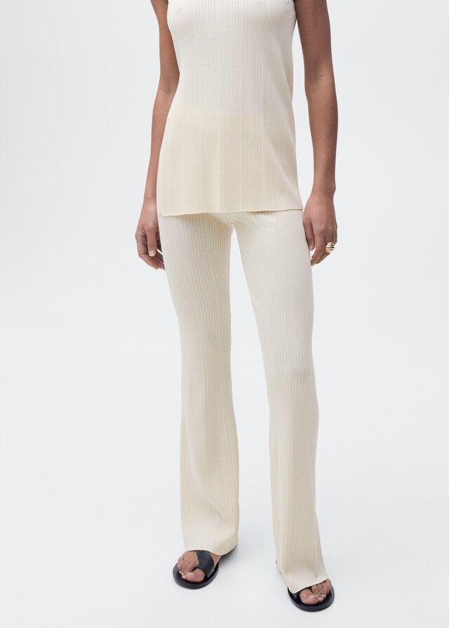 Mango Pantalón Flare Punto Canalé