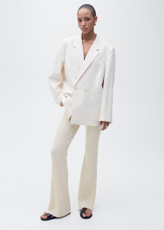 Mango Pantalón Flare Punto Canalé