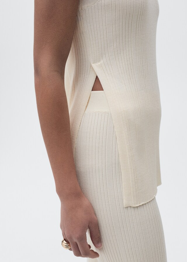 Mango Pantalón Flare Punto Canalé