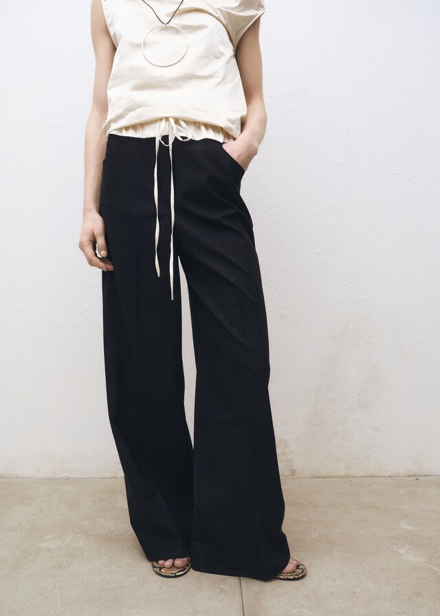 mango Pantalón jogger mezcla lana combinado