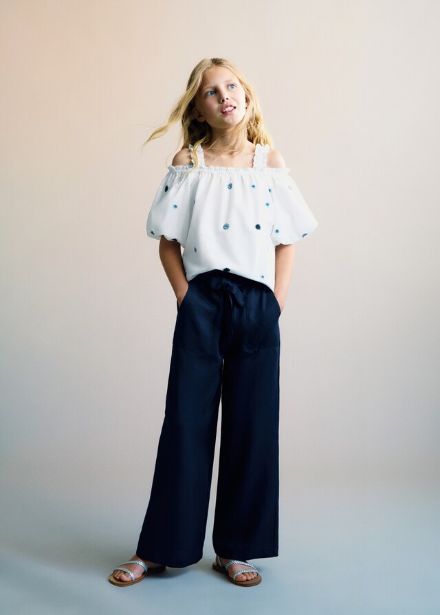 mango Pantalón metalizado detalle lazo