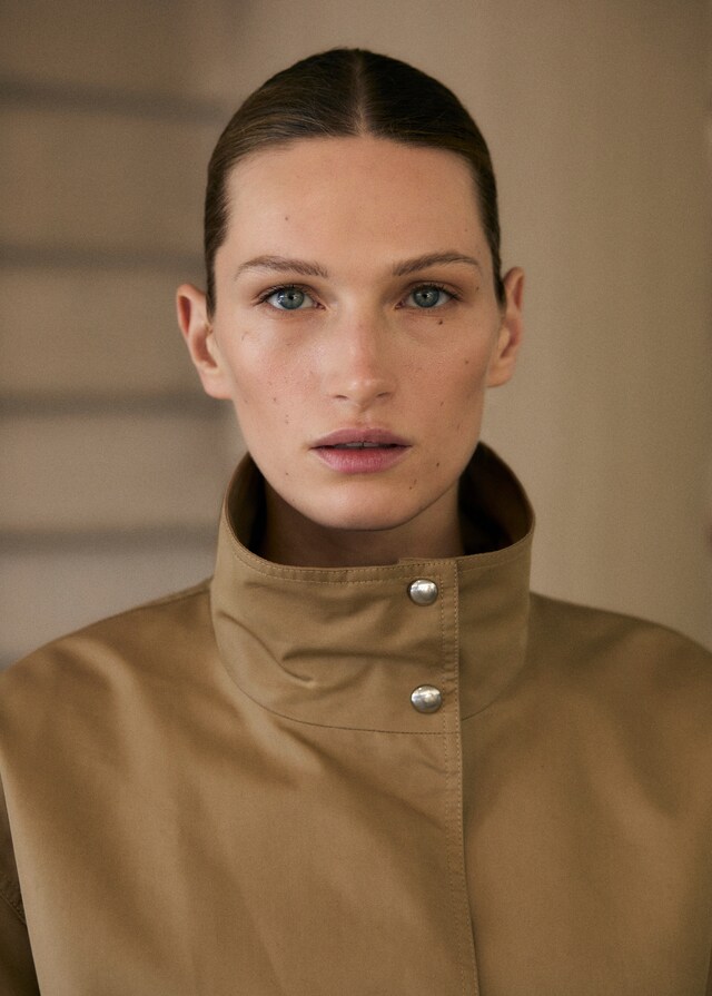 Mango Parka Algodón Bajo Fruncido