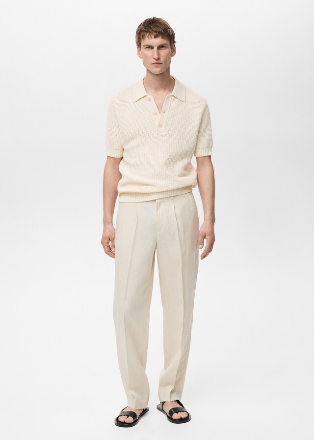 Mango Polo Punto Algodón Calado