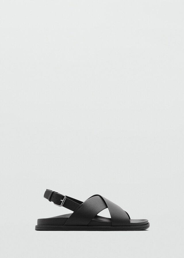 mango Sandalia tiras cruzadas 100% piel