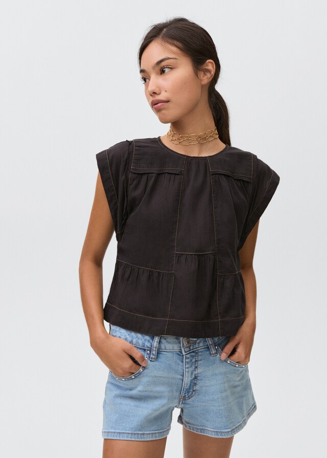 mango Short vaquero tachuelas