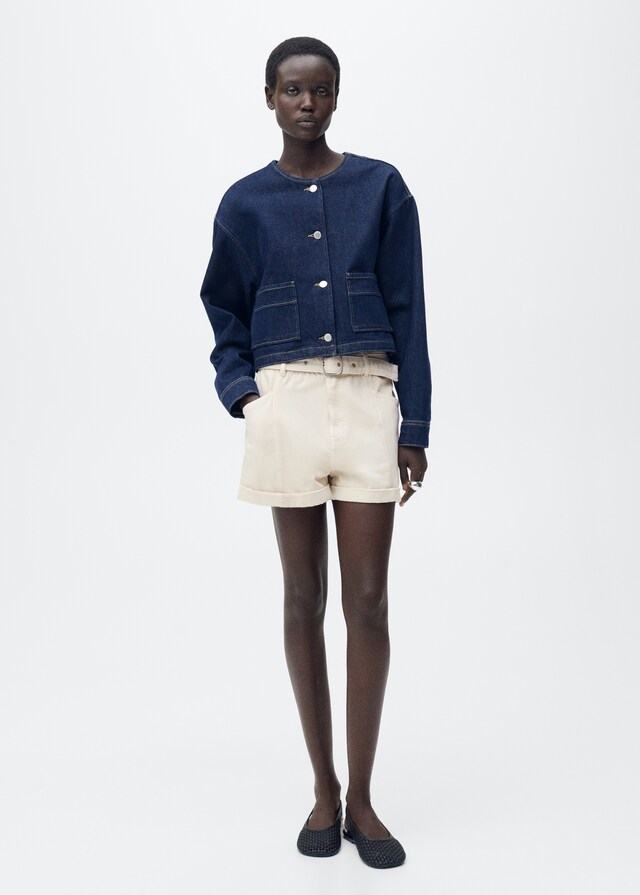 Mango Shorts Paperbag Bajo Vuelto Cinturón