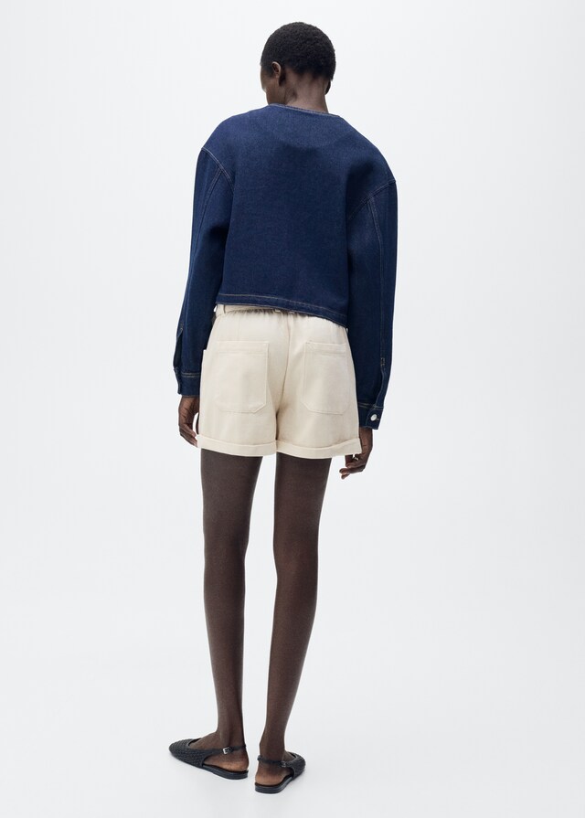 Mango Shorts Paperbag Bajo Vuelto Cinturón