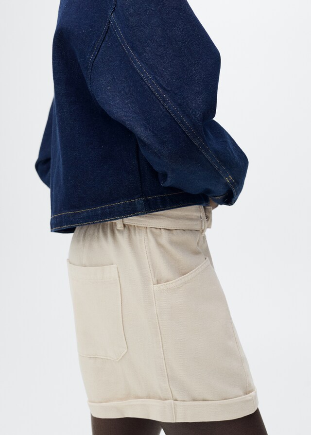 Mango Shorts Paperbag Bajo Vuelto Cinturón