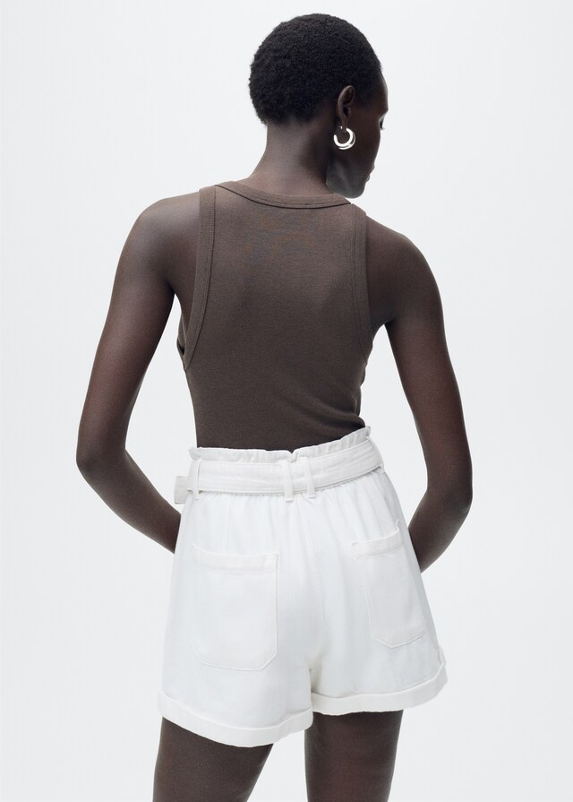 Mango Shorts Paperbag Bajo Vuelto Cinturón