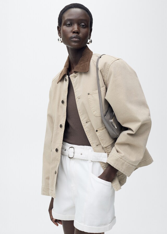 Mango Shorts Paperbag Bajo Vuelto Cinturón