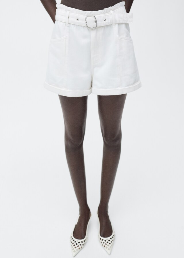 mango Shorts paperbag bajo vuelto cinturón
