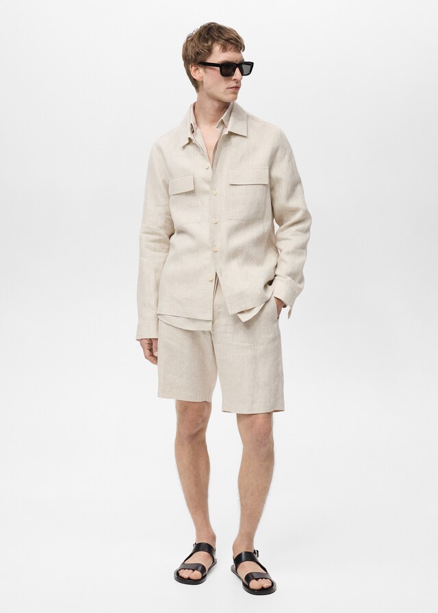 Mango Sobrecamisa 100% Lino Bolsillos