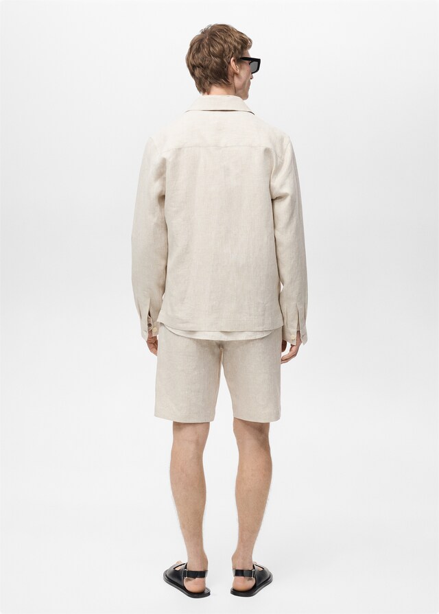 Mango Sobrecamisa 100% Lino Bolsillos