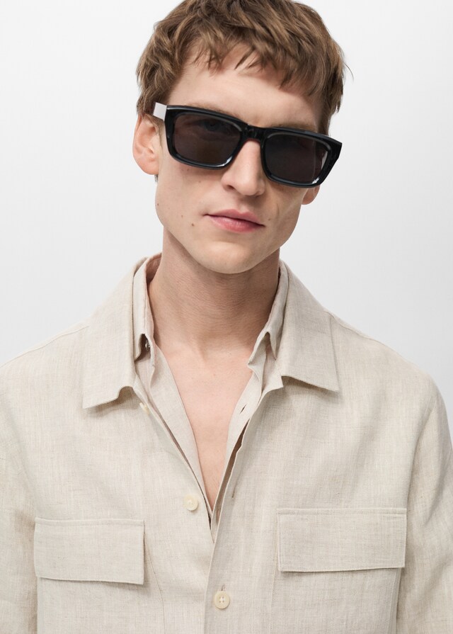 Mango Sobrecamisa 100% Lino Bolsillos