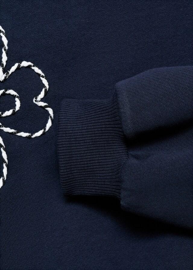 Mango Sudadera Algodón Flores Bordadas