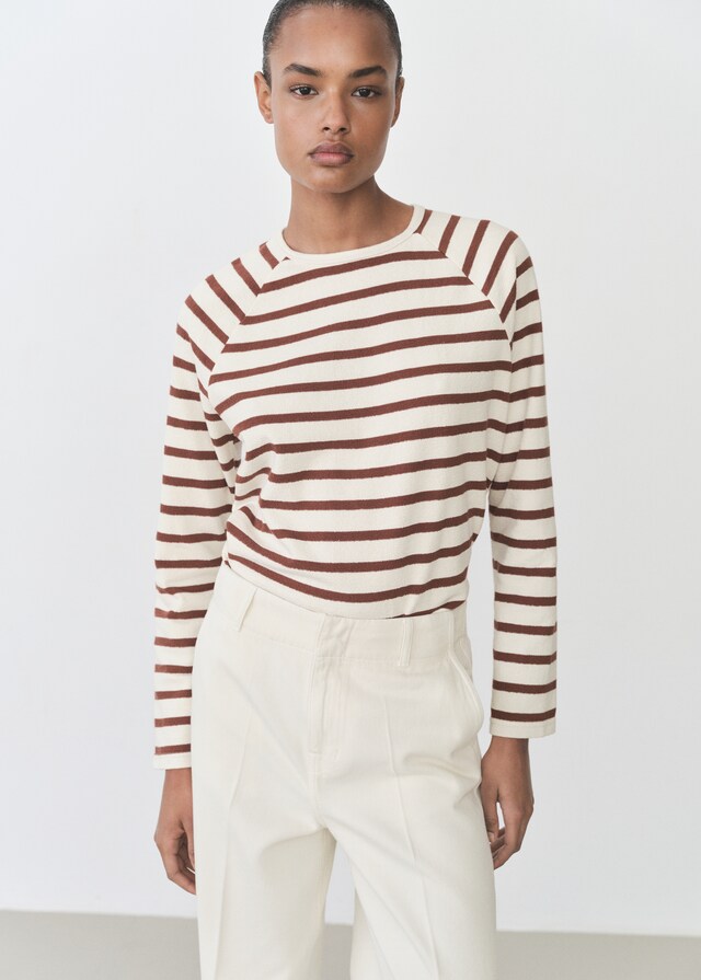 mango Sudadera rayas cuello redondo