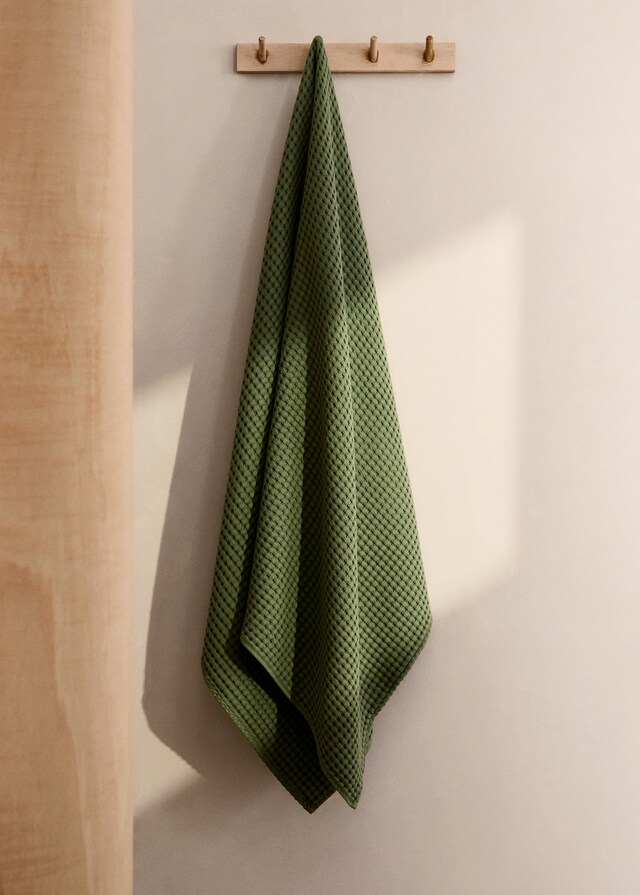 mango Toalla baño algodón waffle lavado
