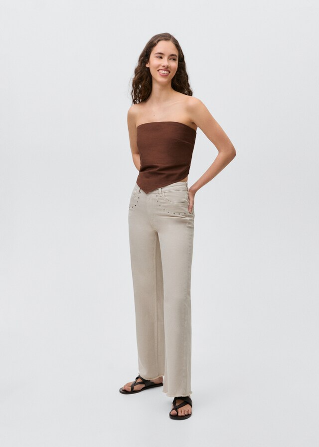 Mango Top Algodón Bajo Pico