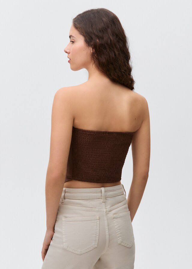 Mango Top Algodón Bajo Pico