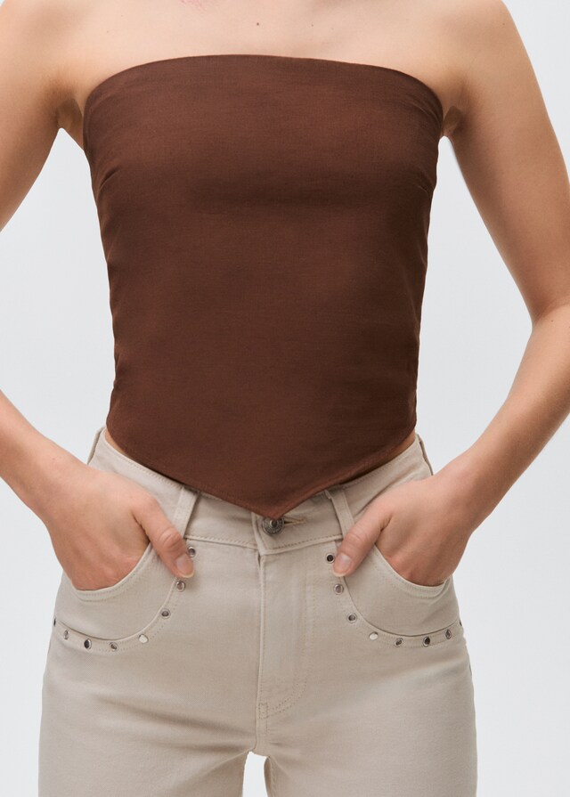 Mango Top Algodón Bajo Pico