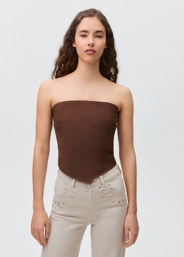 mango Top algodón bajo pico