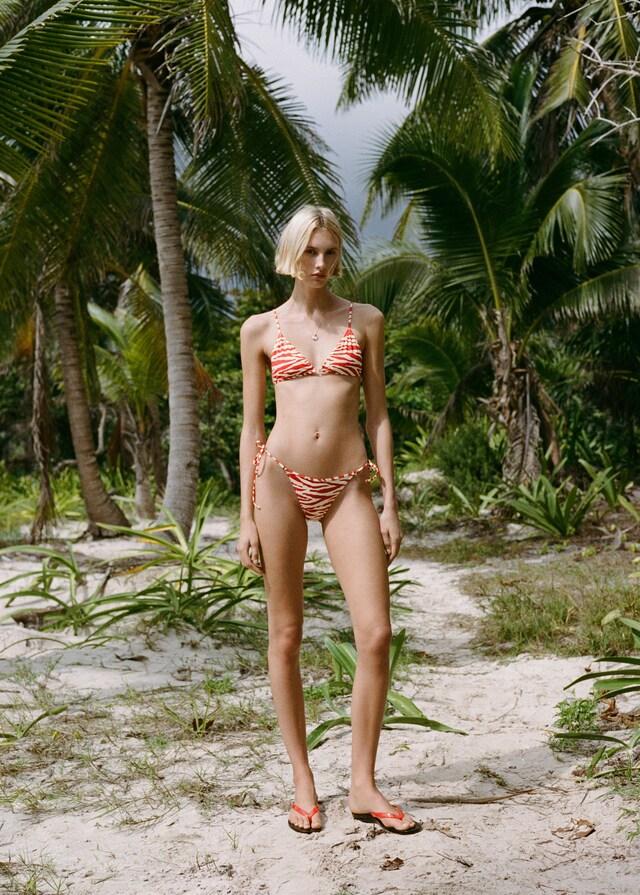 Mango Top Bikini Triángulo Cebra