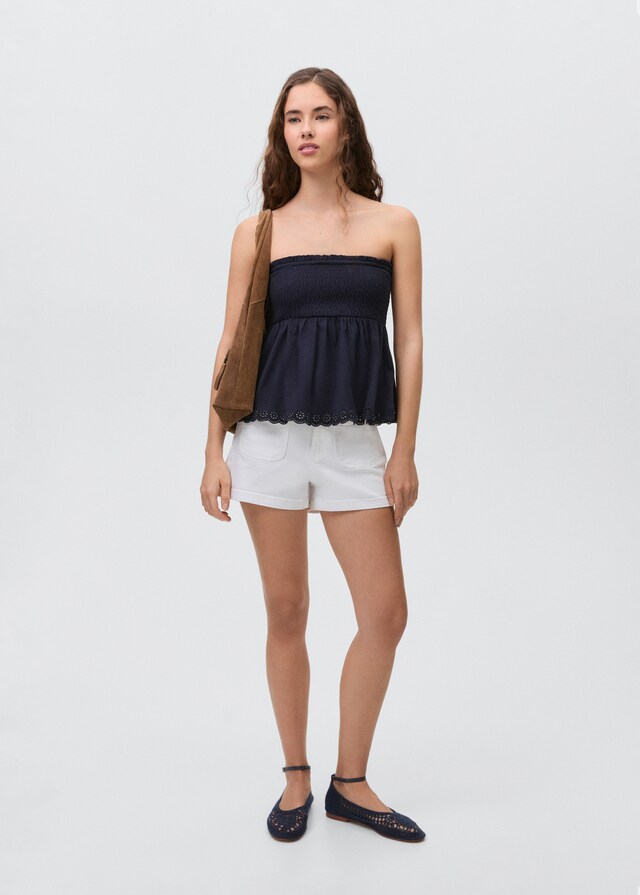 Mango Top Fruncido Volante