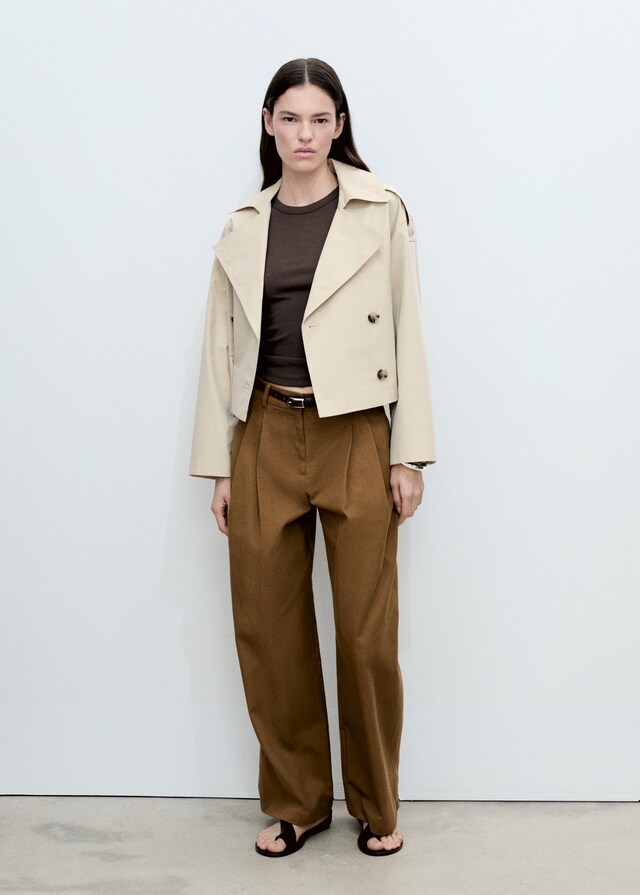 Mango Trench Crop Doble Botonadura