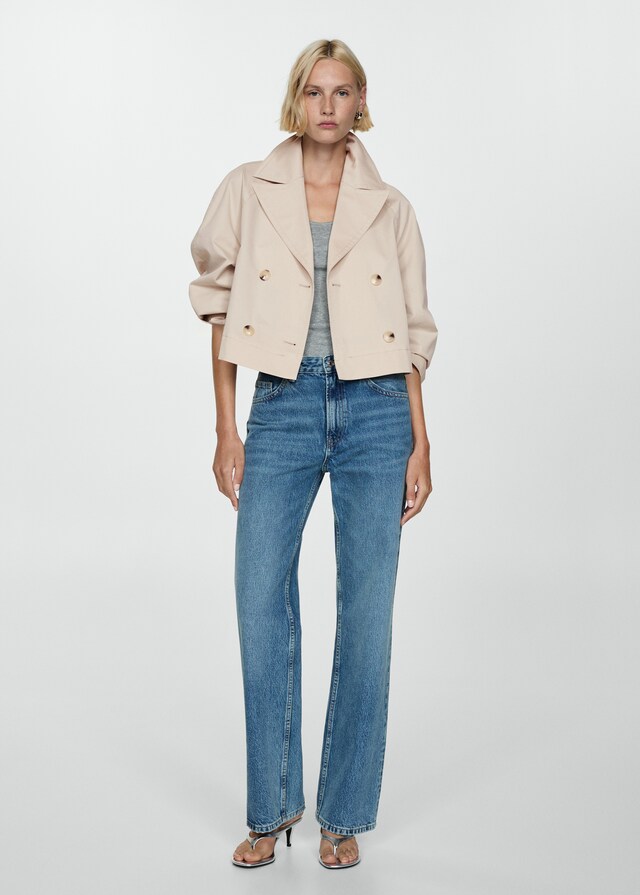 Mango Trench Crop Doble Botonadura