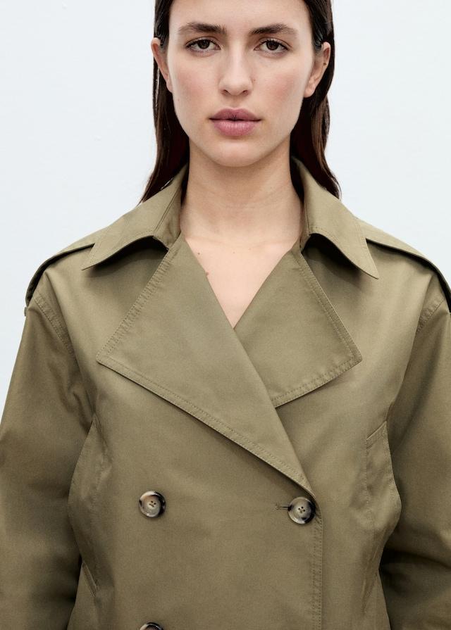Mango Trench Crop Doble Botonadura