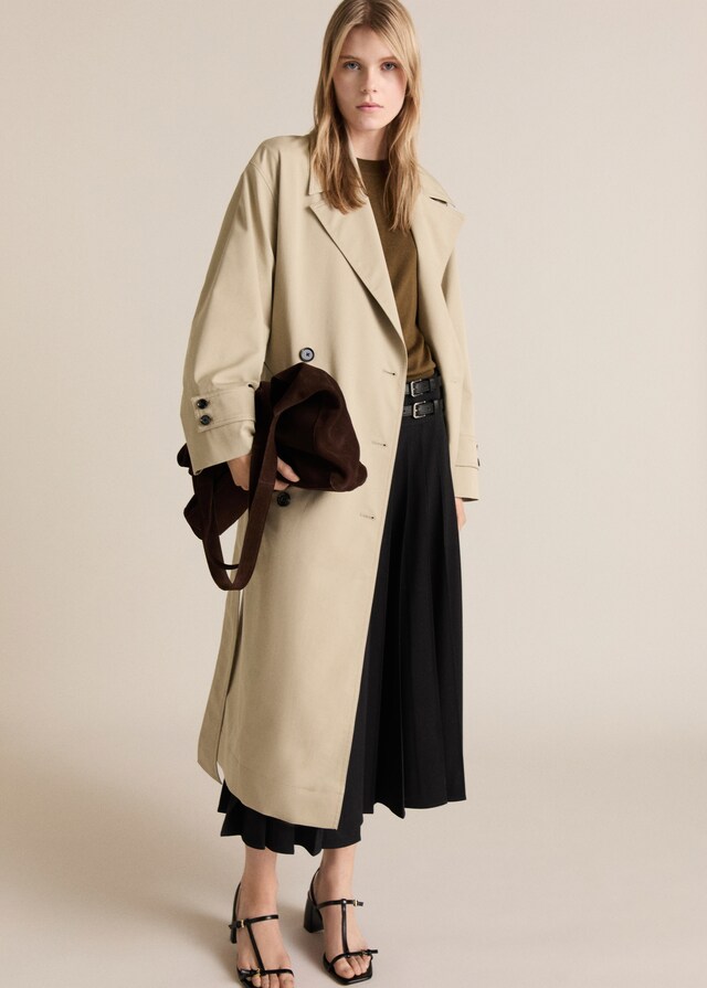 Mango Trench Largo Oversize Doble Botonadura