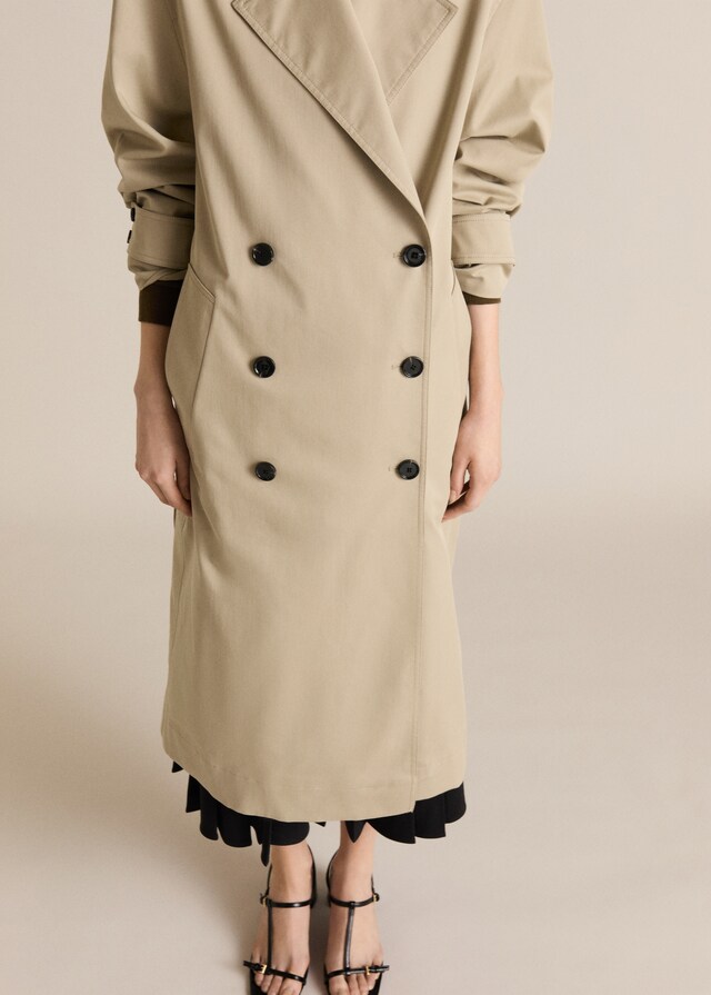 mango Trench largo oversize doble botonadura