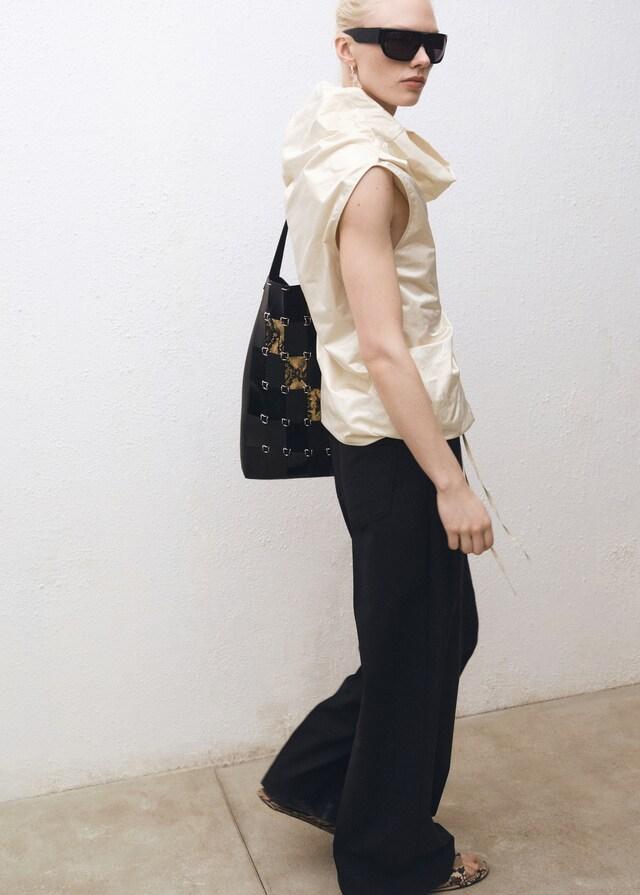 Mango Vestido Algodón Cuello Drapeado