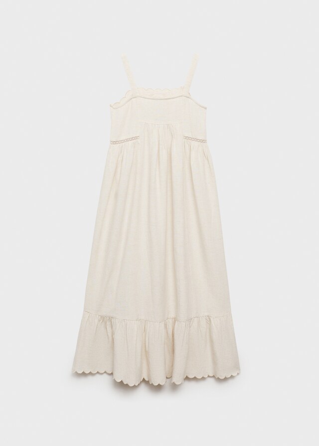 Mango Vestido Bordado Algodón Lino