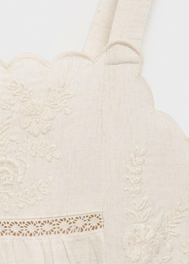 Mango Vestido Bordado Algodón Lino