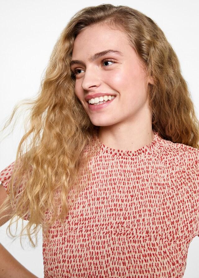 Mango Vestido Fruncido Estampado