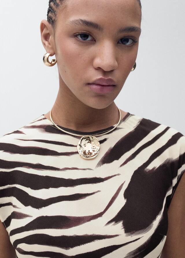 Mango Vestido Midi Estampado Cebra