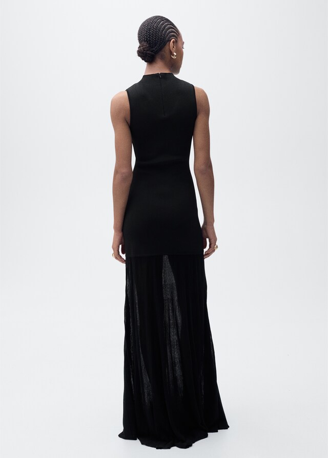 Mango Vestido Punto Falda Semitransparente